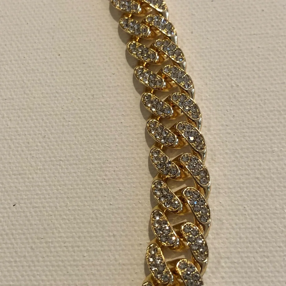 Gold-Tone Pave Cuban Link Necklace